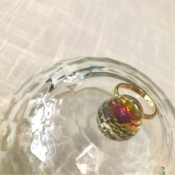 Vintage Crystal Ball rare Ring True Vintage - Picture 5 of 8